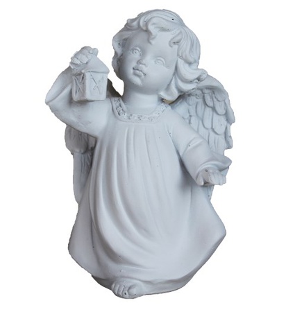 El feneri ile heykelcik melek (beyaz)