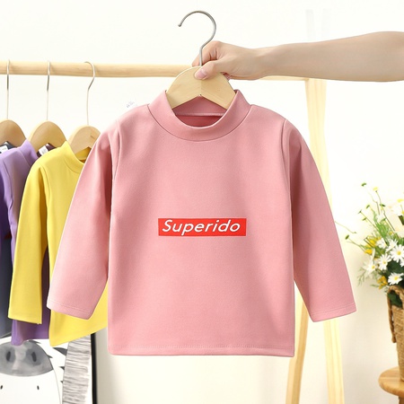 Детская нижняя рубашка с длинным рукавом, теплая осенне-зимняя новая детская футболка с высоким воротником, детская одинарная куртка, детская одежда