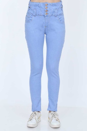 Full Power Likra Yüksek Bel Geniş Kemer Kadın Kot