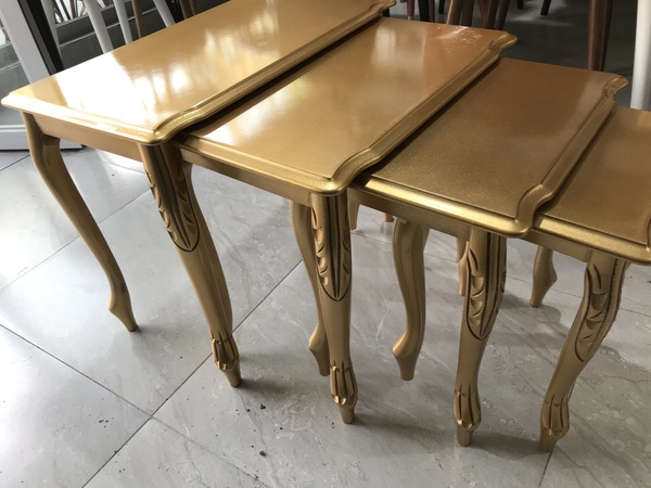 Gold Altın Lake Boyalı 4 Lü Sehpa