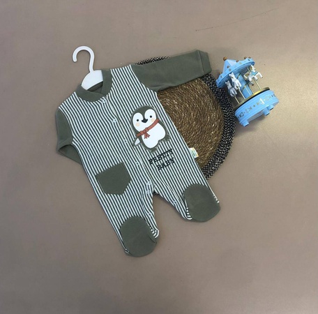 3-6/6-9/9-12 month Düğmeli ve Desenli Aylık Tulum