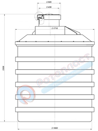 3000 л с удлиненной горловиной пластиковая цилиндрическая емкость