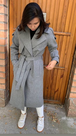 Тренч из пальтовой ткани с широкими лацканами