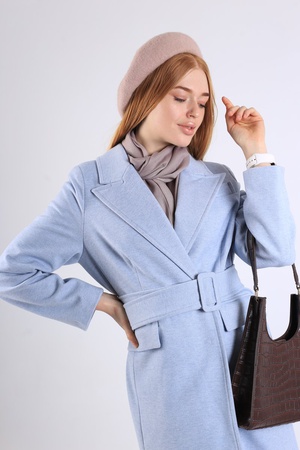 Women's maxi coat with a buckle. # 37