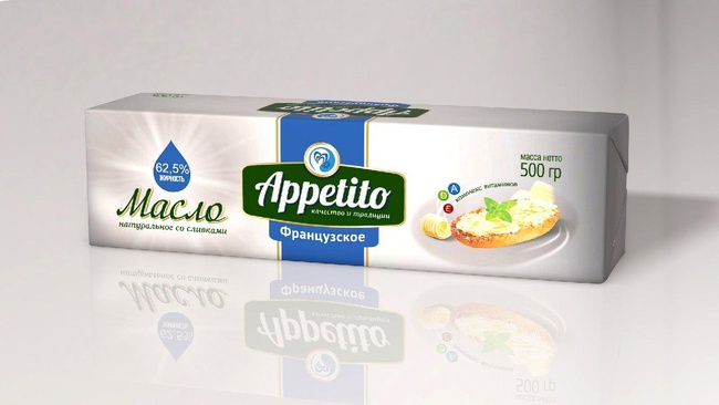 Спред растительно-сливочный "Appetito" с мдж 62,5% 500гр