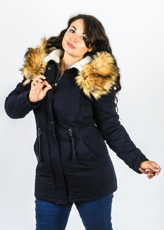 Parka denim sheepskin with fur