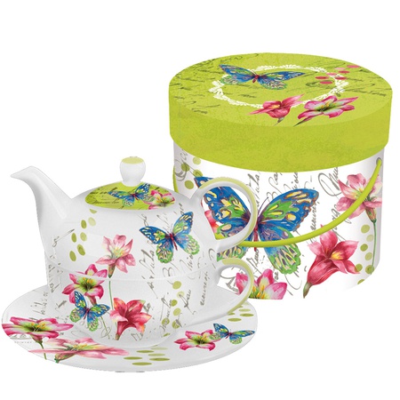 НАБОР ЗАВАРНИК+ЧАШКА+БЛЮДЦЕ В ПОДАРОЧНОЙ КОРОБКЕ A