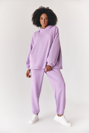 Костюм трикотажный худи и брюки сиреневый