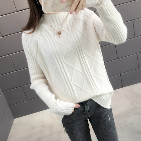 Neuer Stil weiblicher halber Rollkragenboden verbringt Pullover weiblich lose hinzufügen dickes träges faules kurzes Stricken unten ungefüttertes oberes Kleidungsstück