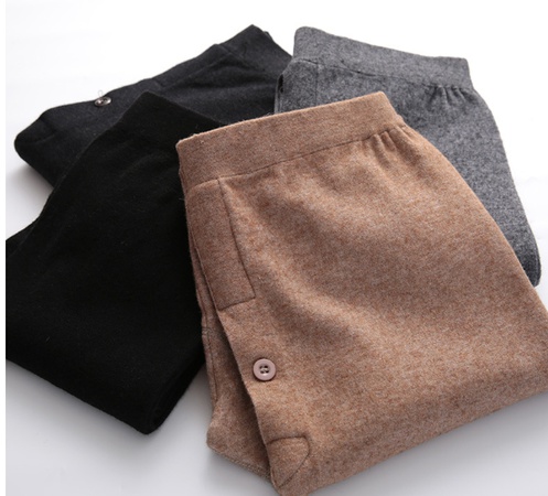 Осенние и зимние новые мужские тонкие шерстяные брюки женские однослойные узкие эластичные шерстяные брюки кашемировые трикотажные нижние брюки