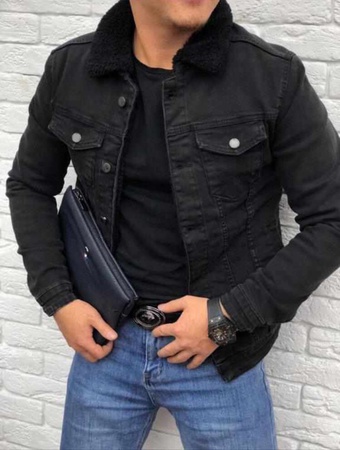 Leather padded jacket
