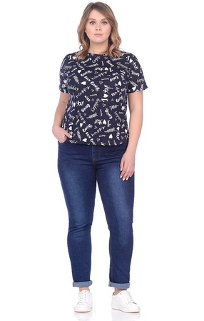 Футболка тёмно-синяя с надписями М-0116 ТС