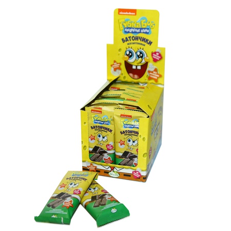 Riegel "SPONGE BOB" mit Erdbeerfüllung, Crème Brûlée-Füllung, mit Schokoladenfüllung 20g