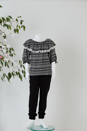 Троянский рукав блузка брюки костюм девушки