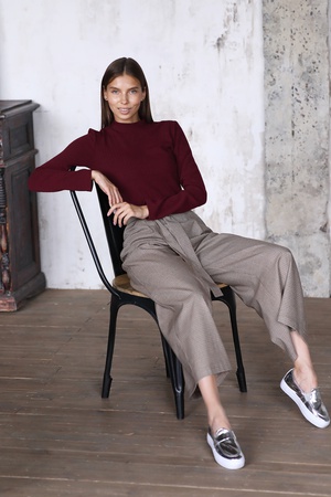 Брюки широкие с принтом клетка