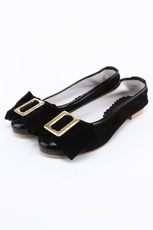 FS414 siyah süet balerin ayakkabı