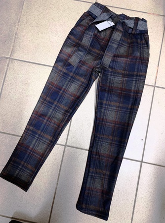 БРЮКИ В КЛЕТКУ НА МЕХУ ДЛЯ ДЕВОЧЕК