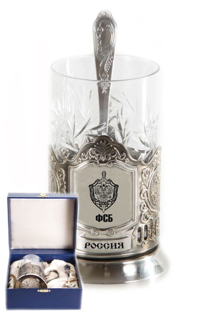 GLASS-HOLDER FSB ENGRAVED NICKELED