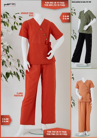 Kruvaze Yaka Bluz / Pantolonlar