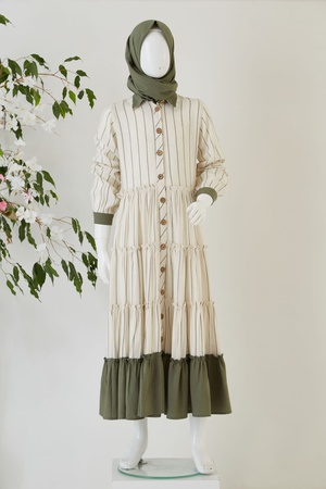 Uzun Kol Yakalı Kız Çocuk Elbise