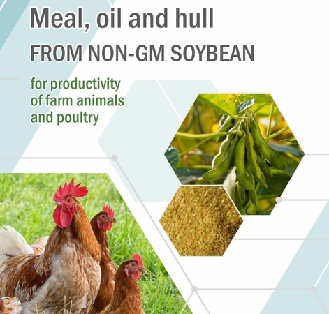 Шрот, масло и лузга из не-ГМО сои для повышения продуктивности сельскохозяйственных животных и птицы