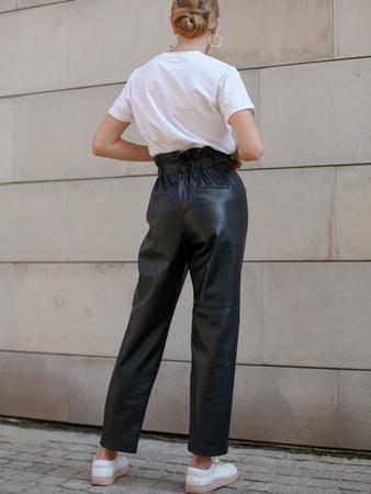 Брюки на высокой талии кожзам '20