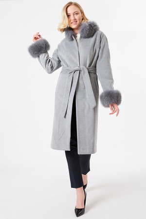 Cashmere Coat Collar Sleeve Fox Fur - Regular Fit