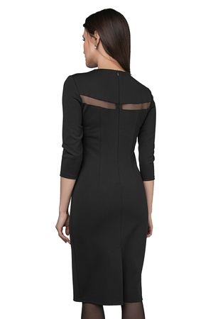 Платье футляр с узкой вставкой из сетки