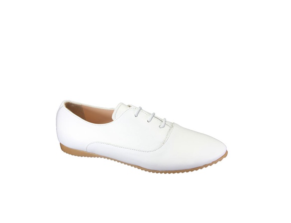 Genuine Leather,  White, Laced, Oxford, Casual, Handmade, Women Shoes