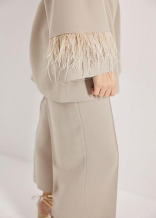 Beige Knitted Kimono Suit