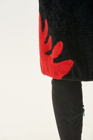 Palto Kadın Silverfox model 806 Siyah / Kırmızı