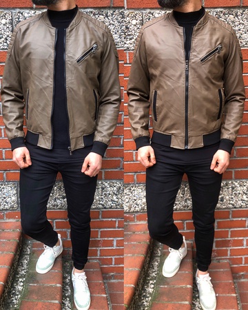 iga fashion erkek mevsimlik sunni deri pilot mont ceket