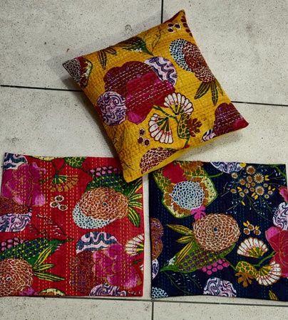 Прошитое вручную винтажное наволочка канта # наволочка индийское # подушка бохо | Декоративная подушка # Fruit print Cushion Cover