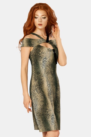 110-3562 Elbise Leopar Yeşili