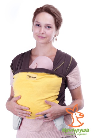 Слинг-шарф трикотажный Кенгуруша Mix, кофе-солнечн