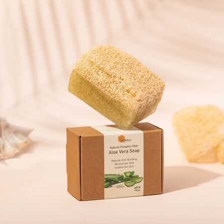 Натуральное мыло с алоэ вера и волокнами тыквы 150 грамм (100% натуральное)