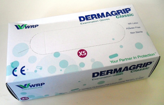 Gloves Dermagrip (Dermagrip) Examination Gloves classic NR latex powder-free unsterile 50 pairs / pack