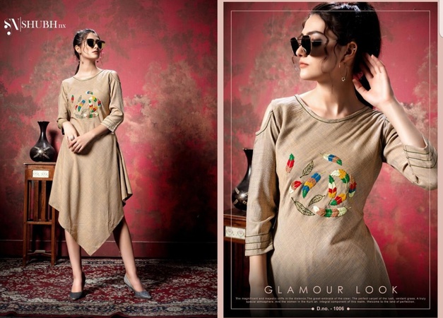 Ladies Kurtis - Cotton Silk with Machine Embroidery