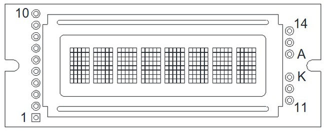 Монохромный тип символов LCM PLC0801BW