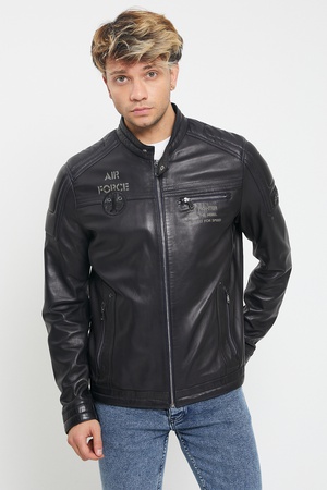 Кожаная куртка мужская - Slim Fit