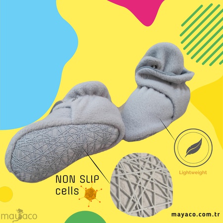 Mayaco Graya Baby Booties With Gripper Soles, Soft Sole Stay-on Baby Shoes