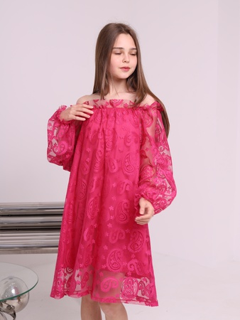 Платье крестьянка гипюровое подростковое нарядное/2420