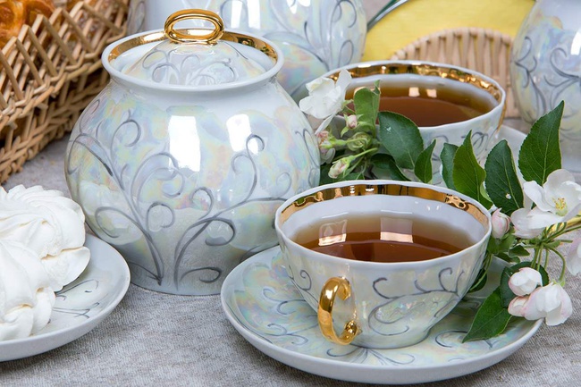 Сервиз чайный 15 предм. Белый лебедь Морозко