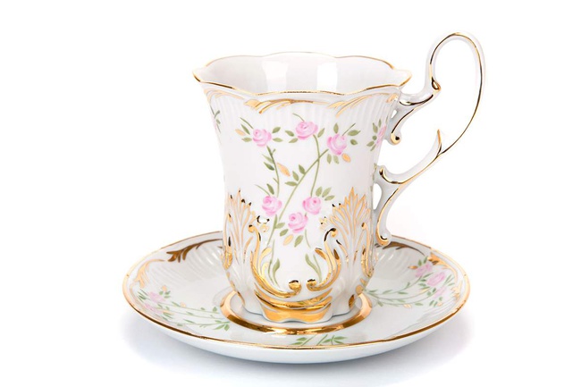 Бокал с блюдцем 500 мл Розочки (Рельефный)