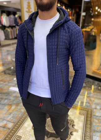 Жаккардовая стеганая ткань, молния по всей длине, толстовка / пуловер / толстовки с капюшоном