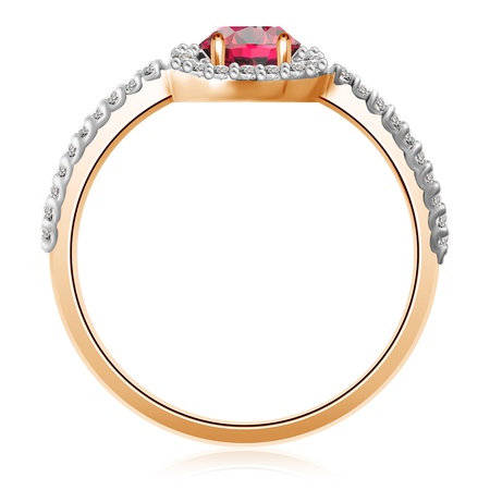 КОЛЬЦО ИЗ ЗОЛОТА С РУБИНОМ И БРИЛЛИАНТАМИ