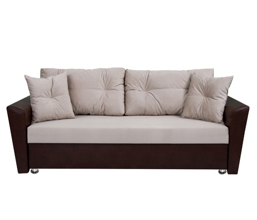 Диван Берлин вельвет бежевый/экокожа коричневая
