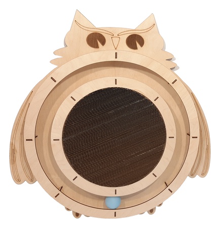 Floor scratching post for cats ArteKot with track Owl, cardboard block