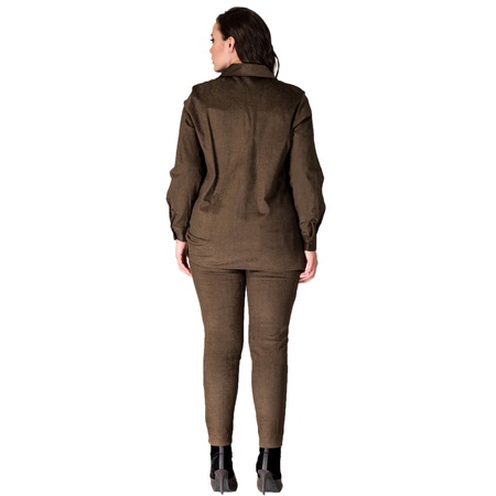 Büyük Beden Fitil Kadife Gömlek