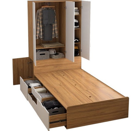 Multi-purpose bed models with shelves, bookcases, cabinets, bedsteads, bunk beds, bed bases